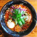 スープカリー 藍色 - 黄金色（温玉挽肉納豆富）