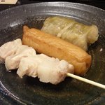 笑福酒場ぜん - おでん（豚ロース、ごぼ天、ロールキャベツ）