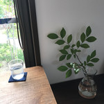 コーヒーアンドマフィン 豆灯舎 - 庭のブルーベリーが挿してあるのがオシャレ