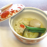 伽耶山荘 - 煮物～ナス・エンドウ・ハモ・小芋