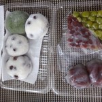 出町ふたば - 「豆大福（180円）」×３、「よもぎ饅頭（価格失念）」「葛饅頭（200円）」×２、 「水無月：黒砂糖（190円）」「水無月（190円）」など。