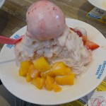 思慕昔 - ①スーパーフルーツミクスイチゴ雪花氷-ソルベ（写ってませんがキウイフルーツも乗ってます）