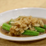 波へい - オクラのおでん バターポン酢 大根おろしのせ