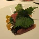 レフェルヴェソンス - 29年7月　森のむこうに/狩りの記憶～夏鹿のロティとムール貝、茗荷、茄子、大葉、青梅