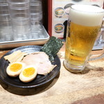 三田製麺所 新橋店 - 三田盛りと生ビール
