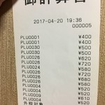 佳酒旬肴 のすけ - (参考)最初のレシート