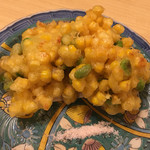 旬菜 おぐら家 - とうもろこしと茶豆のかき揚げ