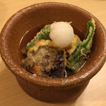 旬菜 おぐら家 - 鱧・丸茄子・万願寺唐辛子の揚げ出し
