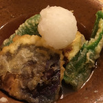 旬菜 おぐら家 - 鱧・丸茄子・万願寺唐辛子の揚げ出し