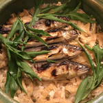 旬菜 おぐら家 - 天然鮎と山椒の炊き込みご飯