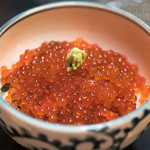 割烹　中むら - 2017.7 いくら丼（2,700円）小鉢、茶わんむし、香の物、止椀、水菓子付き