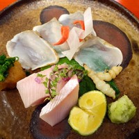 京しずく - お造り（トラフグ，寒ブリ）