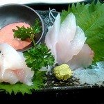 ちょっとここん亭 - カワハギの刺身（肝しょうゆで）こちらは、隣のお嬢様から