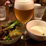 らんぐさむ - ランチビールとサラダ、冷製スープ