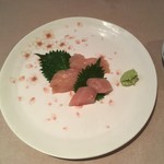 じどりや 穏座 - 淡海地鶏 二種盛り 塩とわさび(むね、ささみ)