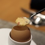 RESTAURANT hidamarino - ●タマゴのピペラートソース パプリカとかパンチェッタMIXの泡ソース