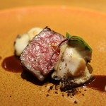RESTAURANT hidamarino - ●宮崎牛と長崎鮑 牛肉の出汁と鮑のソース