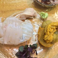 浅草じゅうろく - 造り：まこ鰈/うに