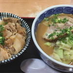 長者原サービスエリア 下り 軽食・フードコート - 仙台みそラーメンBセット 920円
             （仙台みそラーメン&ミニ豚みそ丼）