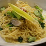 活きホタテと春野菜のスパゲッティ(^^♪