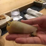 初音鮨 - 特大のアワビの握り