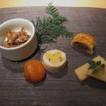 春秋ツギハギ - 前菜です。たけのこが美味しい