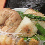 味処 むさし野 - アスパラと長芋の炒め物と五目がんもの煮物