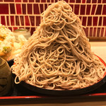 味奈登庵 - #食べログ的に撮るとこうなる。  
      富士山盛りは麺約1kgとのこと。
      食べた感想としては、二郎基準では大ぐらいではなかろうか。
      冷たいそばは食べやすく、喉越しも良いからね。
      ただ、終盤はきついね。