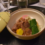 にっぽん丸 - （2日目　夕食）石垣牛ロース肉の塩煮　卸し酢餡かけ。