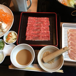 雅屋 - 黒豚と牛肉の二重昼膳 1480円