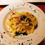 トラットリア ダイ パエサーニ - ほうれん草と生ハム（タリアテッレ）