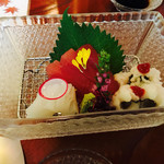 高雄 錦水亭 - 夕食の鱧！とお刺身。