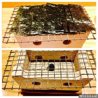 手打ちそば 大石 - 蕎麦前の、焼き海苔。海苔箱ではなく、コンロのような…。もちろん炭火です(^^)