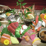 Recommended for groups: Kuroshio sashimi platter (with live horse mackerel) servings 4 to 5 people