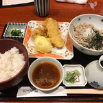 蕎麦しゃぶ総本家浪花そば - とりてん蕎麦定食 @880