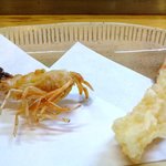 天ぷら たけうち - ランチの天麩羅定食（１，２００円）でも活車海老が頂けます