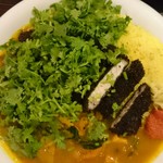 般゜若 PANNYA CAFE CURRY - 2017/7  マハーカツカレー￥1520を野菜カレールーにしてもらいパクチー山盛り追加￥300で御飯大盛り無料♪