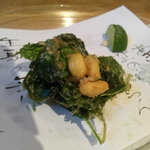 食の円居 なず菜 - モロヘイヤ、大豆、桜海老のかき揚げ
