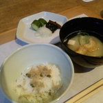 食の円居 なず菜 - ご飯　自家製じゃこ煮添え　みそ汁　香の物