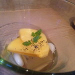 食の円居 なず菜 - 柿の葉茶のゼリー吉野柿添え