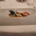 French Ryori Bonakyu - 北海沖帆立貝柱と地元ズッキーニのポワレ　アメリケーヌソース、パセリの香り