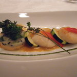 French Ryori Bonakyu - 北海沖帆立貝柱と地元ズッキーニのポワレ　アメリケーヌソース、パセリの香り