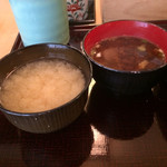赤坂 鮨兆 - 味噌汁は赤味噌と白味噌の両方がでてきます。