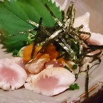 焼鳥 修 - 鶏わさの生ウニのせ