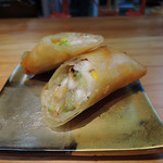 明道町中国菜 一星 - 春巻き（富山の白エビ、ゴールドラッシュ、アスパラ）