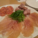 創作イタリア料理フラテッロ - イタリアハムの３種盛