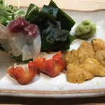 たこつぼ - 伊保田の赤海胆、本ニシ貝、広島真鯛