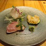 旬鮮彩鮨　豊のはなれ - ヤヒロとミル貝と定置網の歯鰹