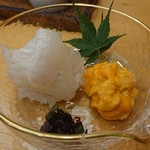 浅草じゅうろく - 星鰈と雲丹。