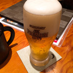 Meigetsuan Ginza Tanakaya - 2杯目のビール  泡が盛り上がって美味しそう♡